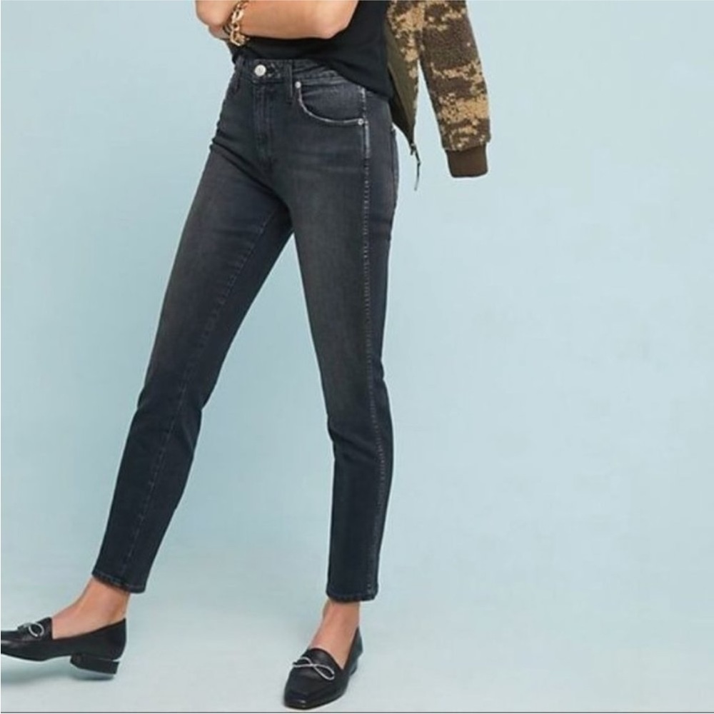 AMO High Rise Stix Crop Skinny Jeans In Washed Black Size 28 Slightly Stretchy